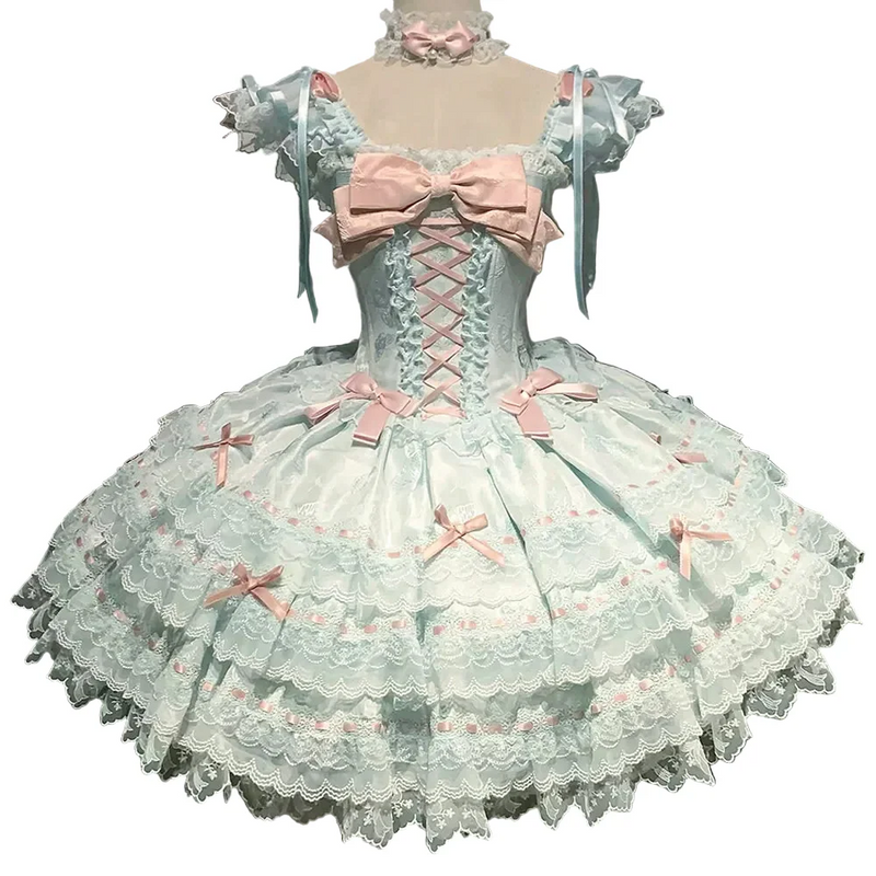 【予約商品】プリンセスリボンレースアップロリータドレス+アクセサリー