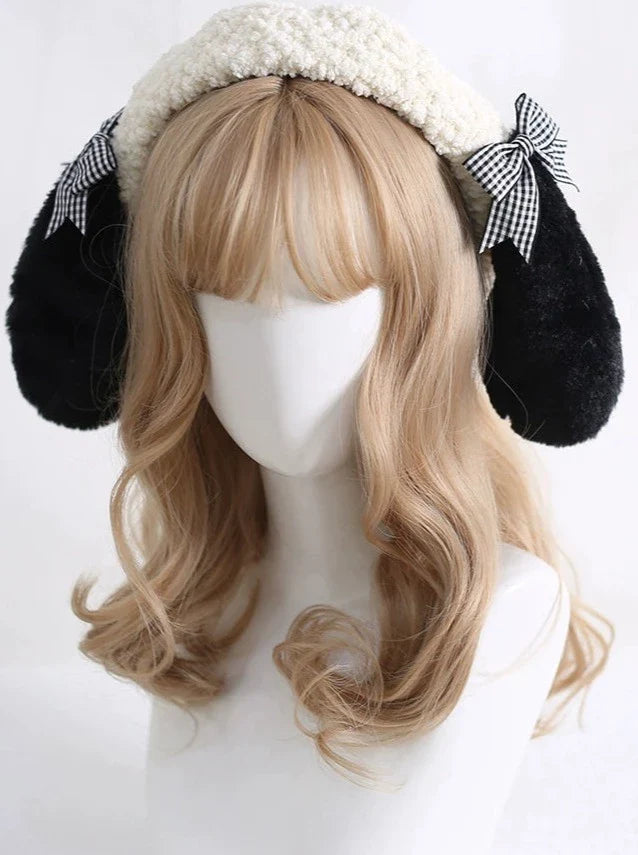 Dog Fur Plaid Bow Beret
