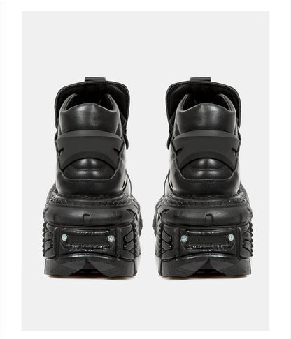 Dark Punk Platform Metal High Top Shoes [plain/with Chain Nut]