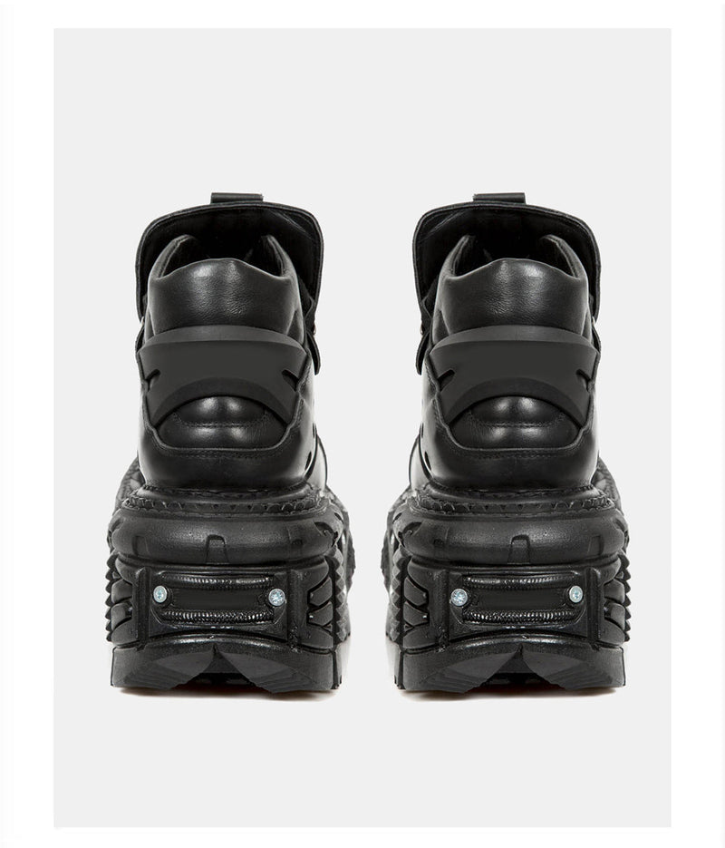 Dark Punk Platform Metal High Top Shoes [plain/with Chain Nut]
