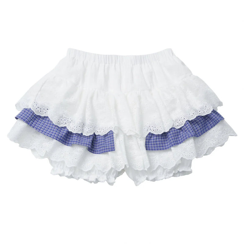 Plaid Tie Blouse Ursus Camisole + Skirt + Short Top
