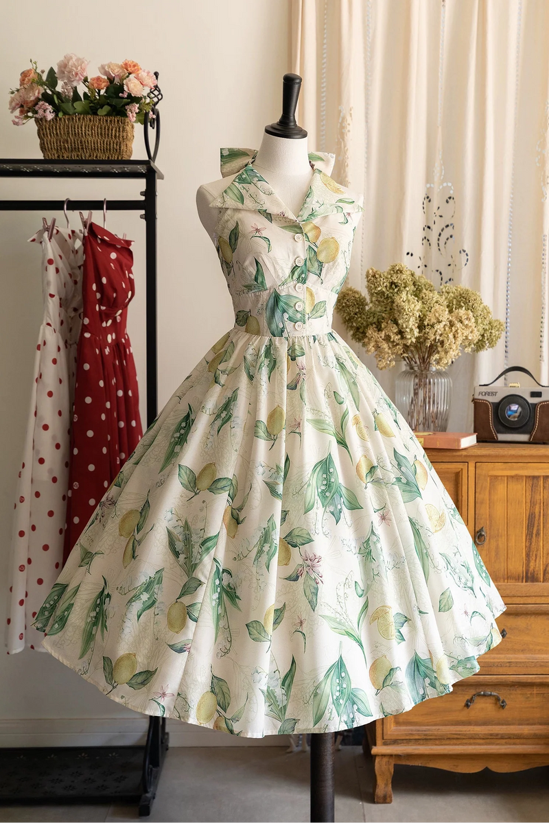 Retro Halter Neck French Flare Dress