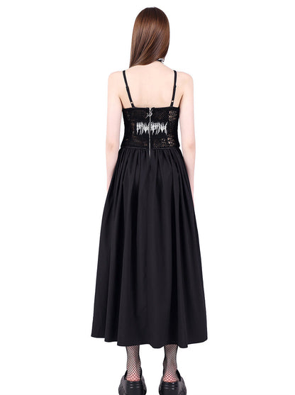 Y2k Punk Rock Electric Moon Double Side Mesh Dress