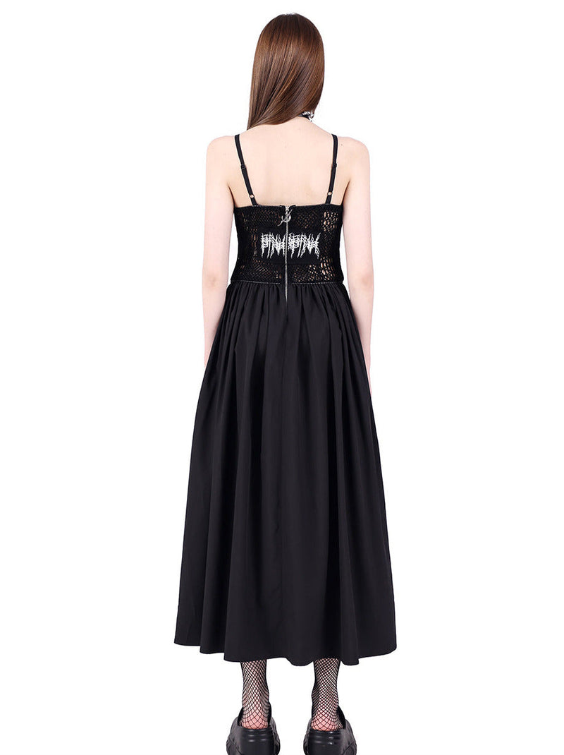 Y2k Punk Rock Electric Moon Double Side Mesh Dress