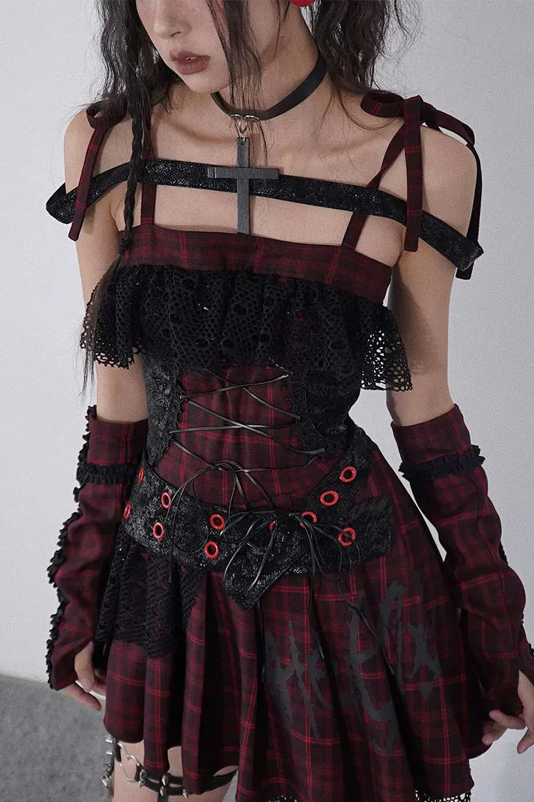 Magic Rhythm Plaid Asymmetrical Dress