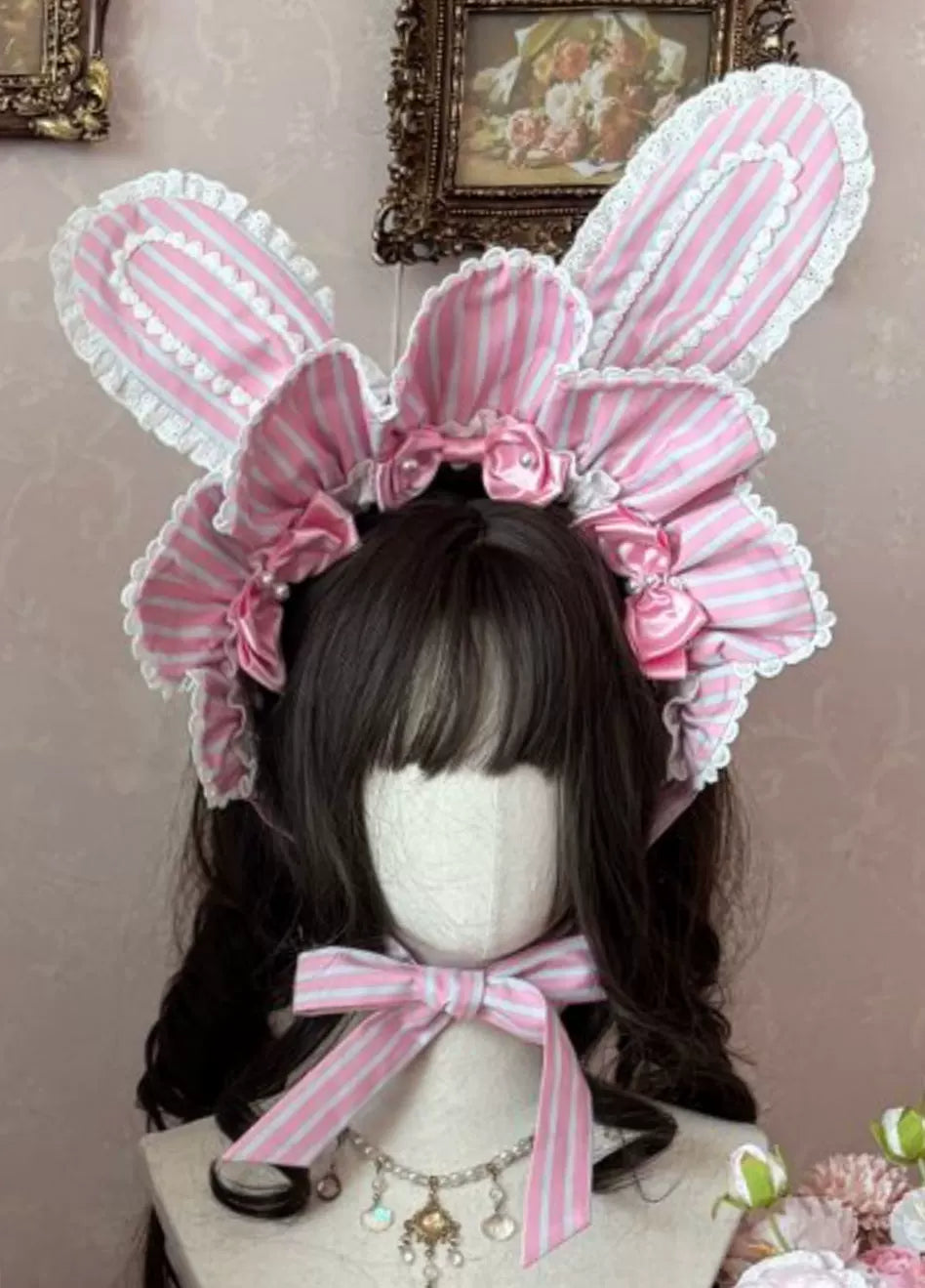 [pre-order Deadline: April 29] Strawberry Rabbit Ear Ribbon Shirt + Ruffled Shoulder Lace Ribbon Jk School Uniform Dress + Full Set/complete Set