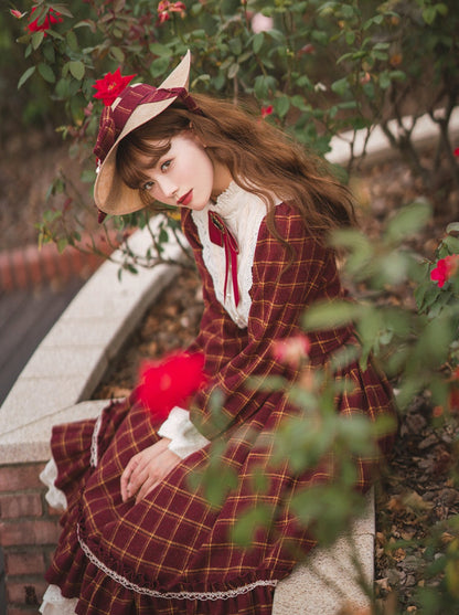 Retro Girl Volume Check Lolita Dress [pre-order]