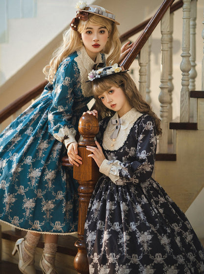 [pre-order] Antique Flower Wall Lolita Retro Cake Pendant Dress