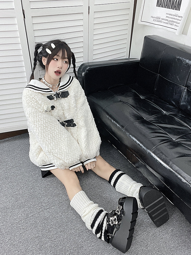 Angel Puppy Punk Style Round Toe Platform Shoes [denim/enamel]