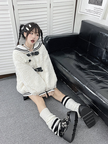 Angel Puppy Punk Style Round Toe Platform Shoes [denim/enamel]