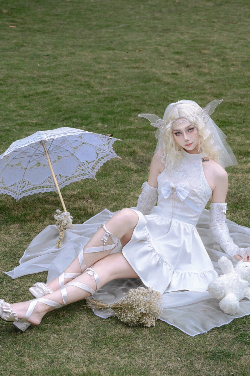 [pre-order] Fairy Pure White Neck Dress