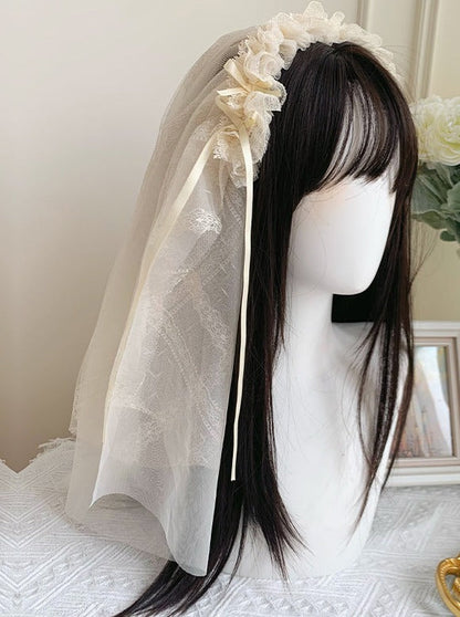 [pre-order] Pure White Girly Lolita Dress + Cardigan + Inner Top + Veil + Sleeves