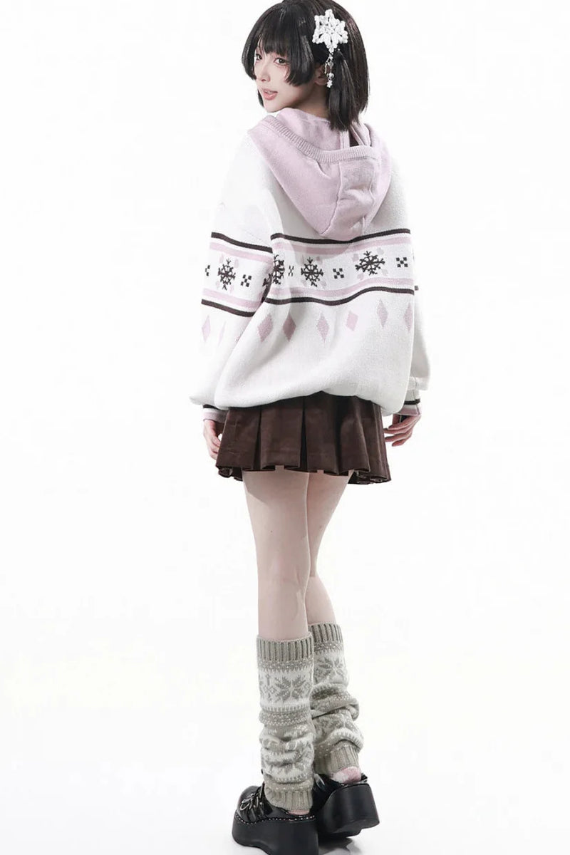 Fair Isle Hooded Top + Skirt + Tie