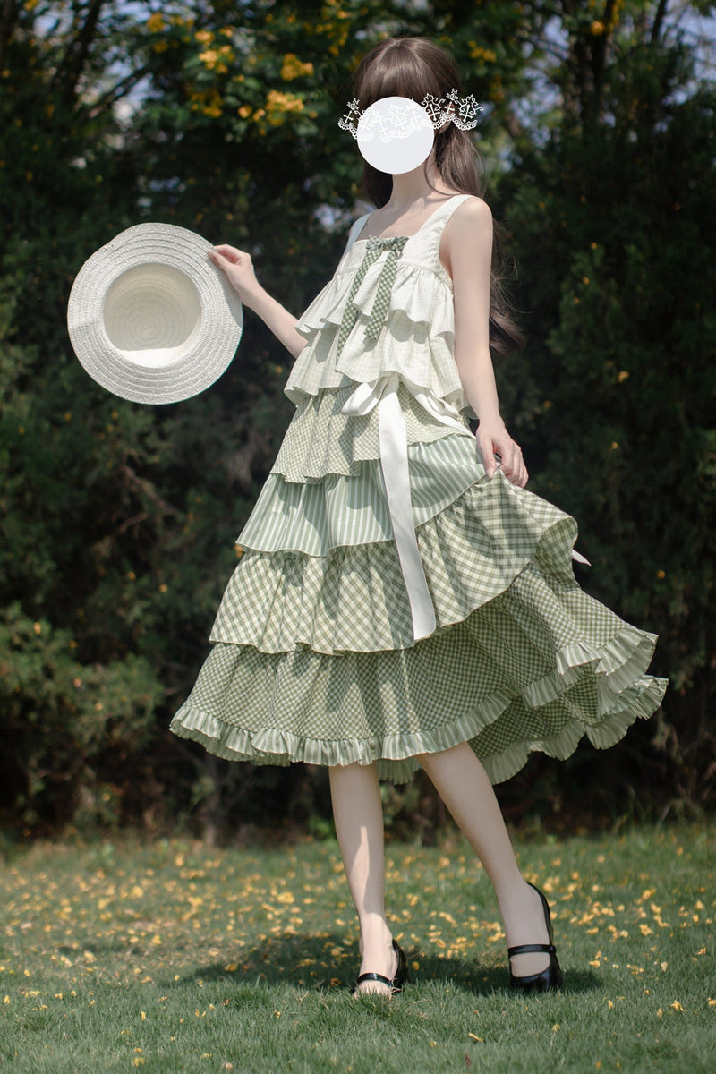[pre-order] Tiered Ruffled Sleeveless Dress + Ribbon