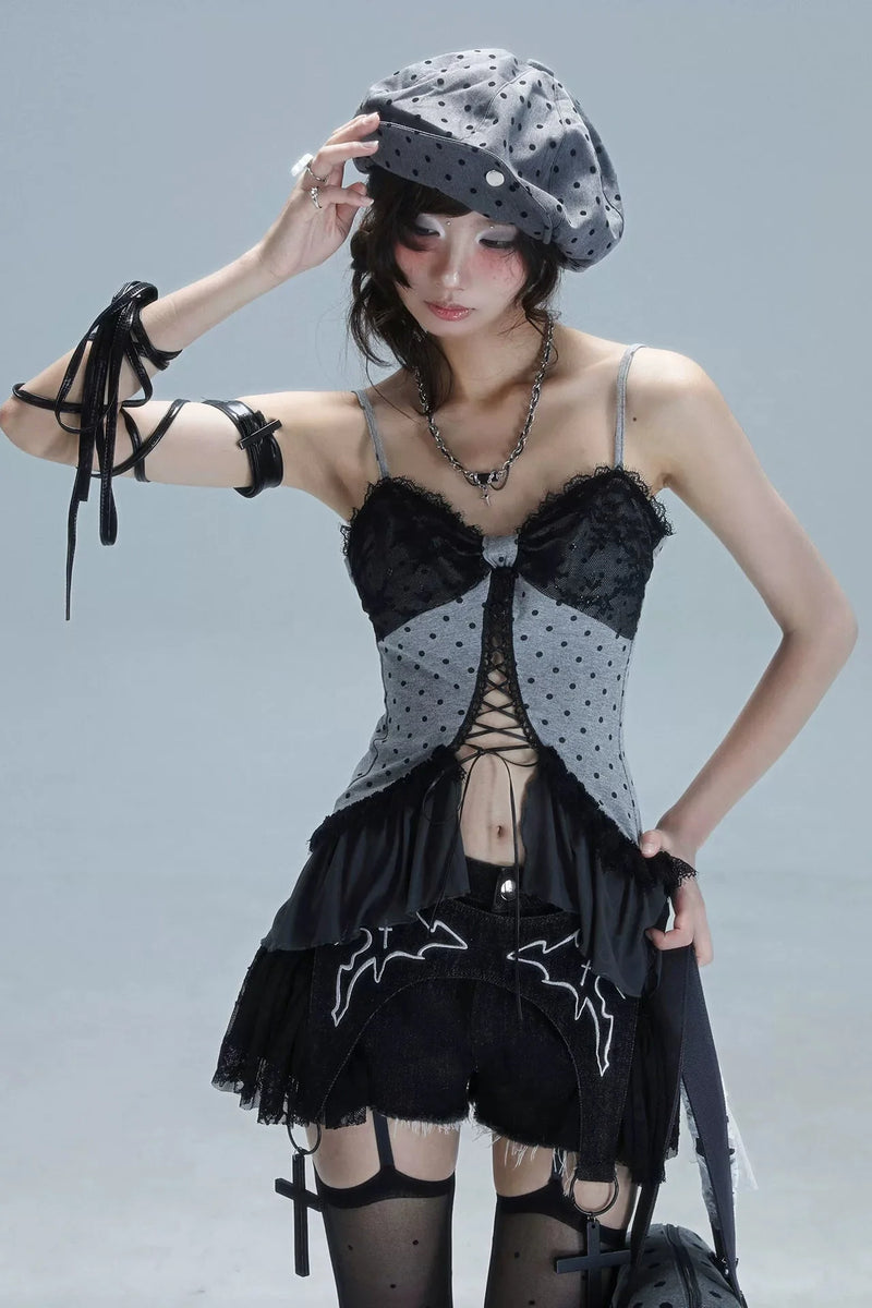 Y2k Dot Lace Camisole