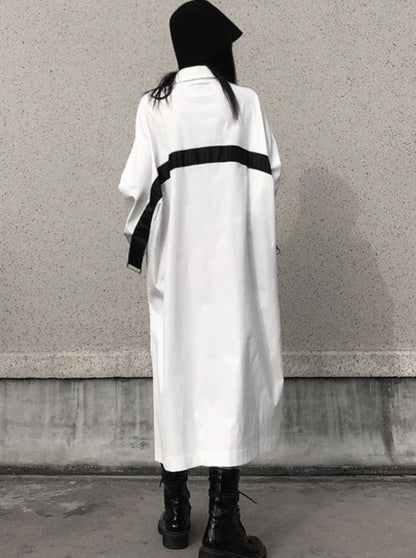 Dark Style Design Mid Length Shirt Dress