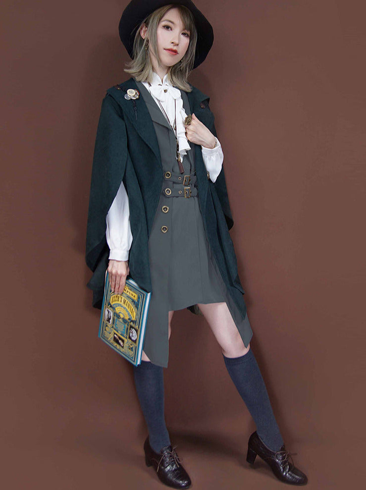 Steam Retro College Style Suit Collar Sleeveless Vest Dress [short/long]