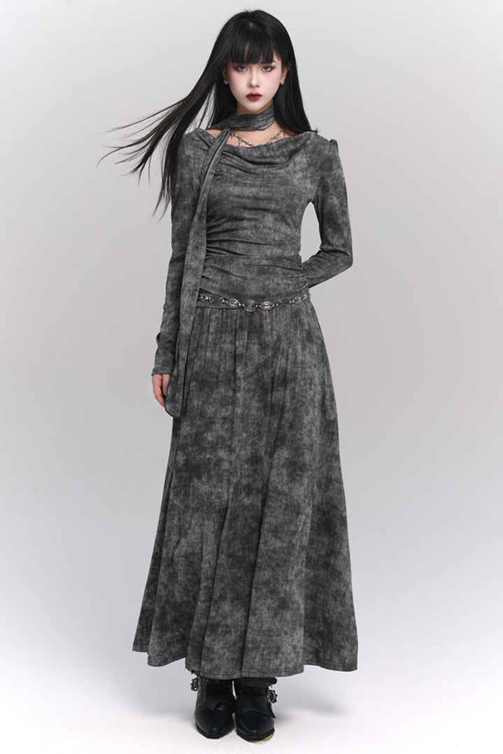 Mode Girl Dark Grey Long Dress