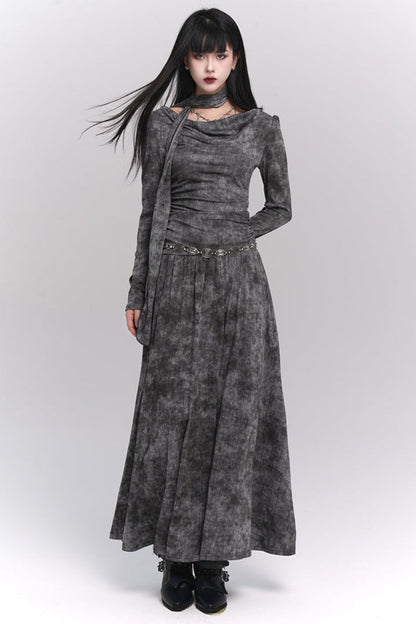 Mode Girl Dark Grey Long Dress