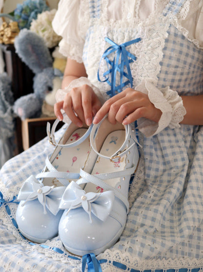 Lolita Sweet Mid-heel Round Toe Ribbon Shoes