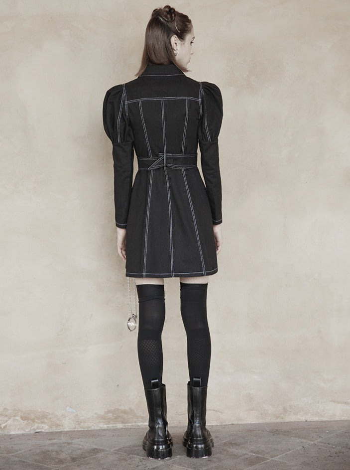 Double Pocket Waist Mark Denim Dress
