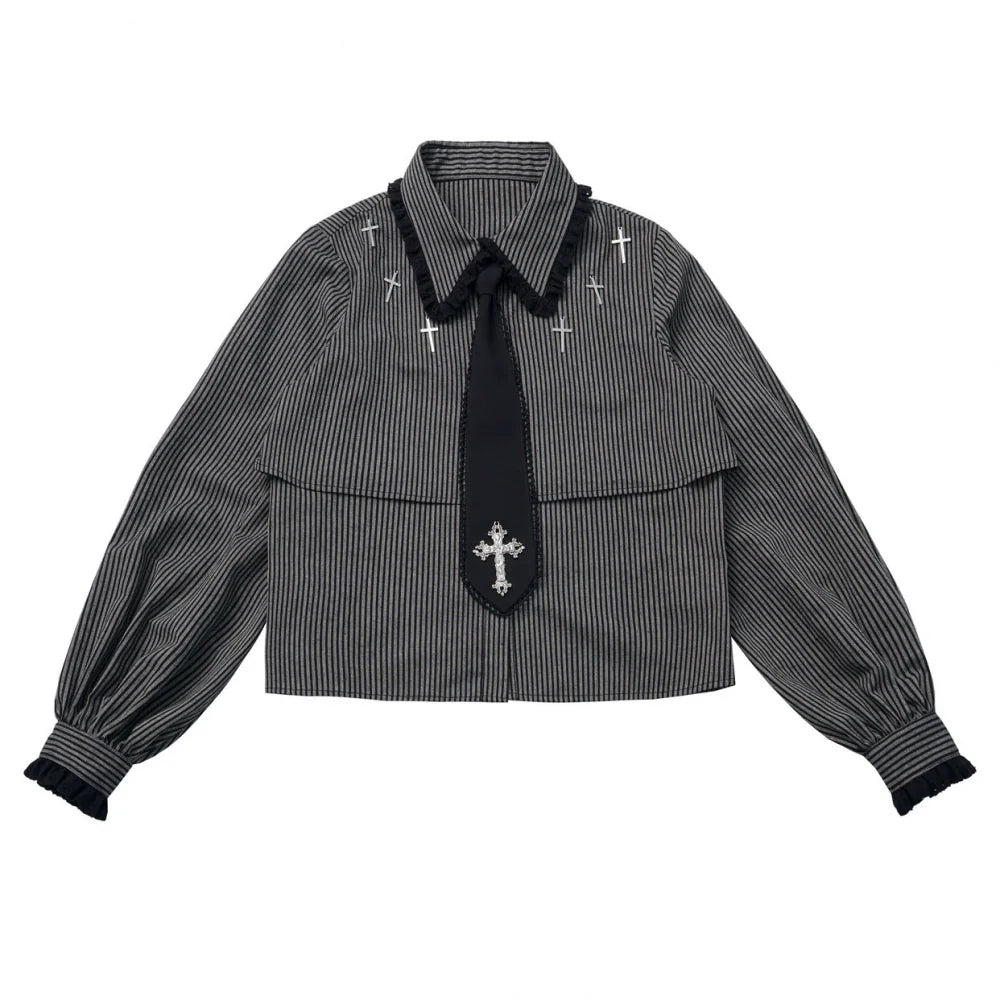 Cross Carol Dark Shirt + Corset + Skirt