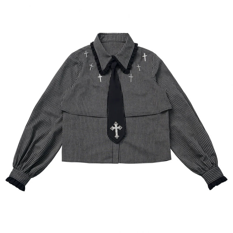 Cross Carol Dark Shirt + Corset + Skirt