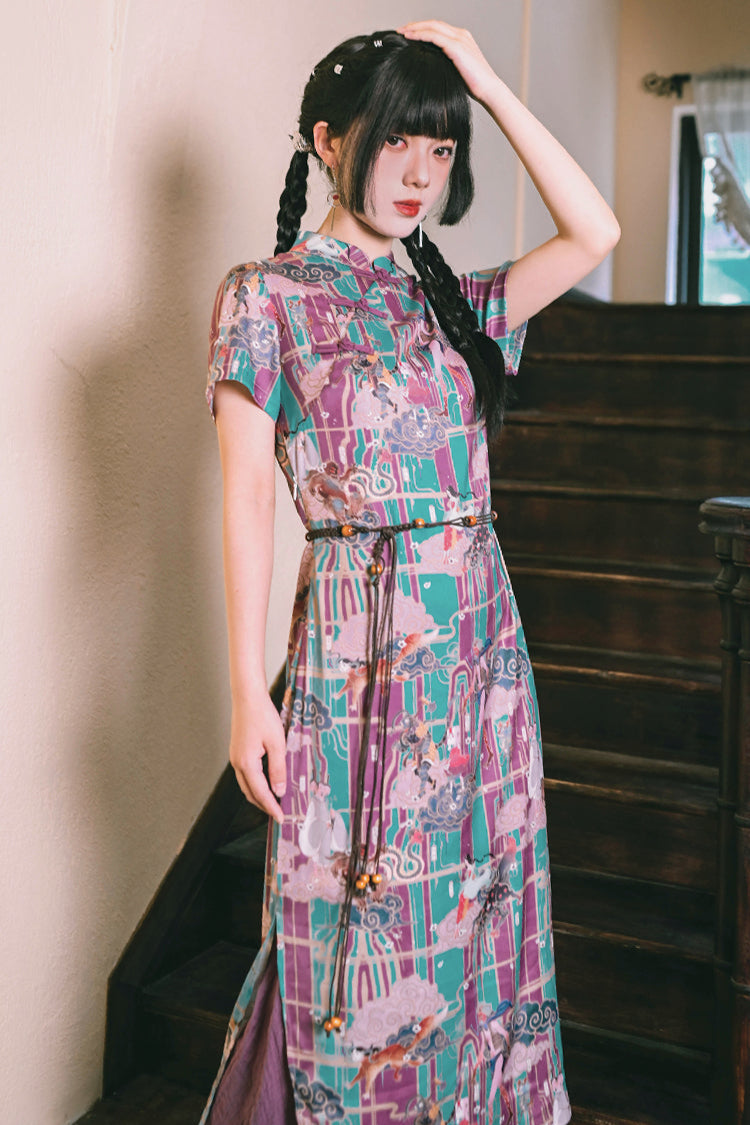 Phantom Chinese-style Fishtail Cheongsam Dress