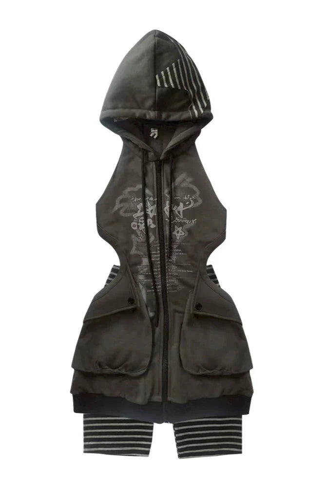 Long Parka Cut Out Y2k Sweat Dress