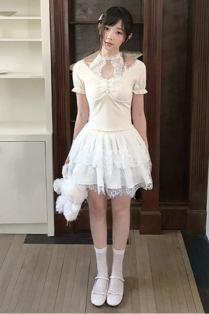 Sweet Dream Lace Halter Top + Skirt