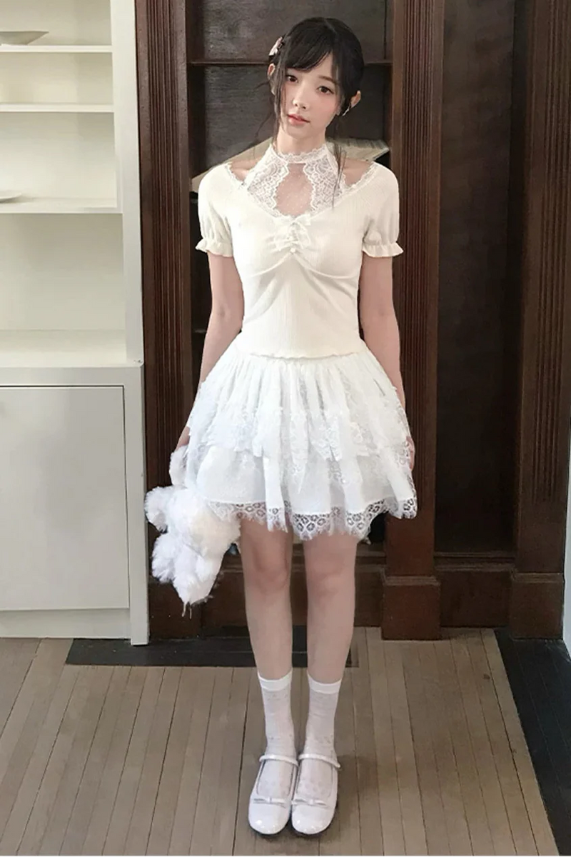 Sweet Dream Lace Halter Top + Skirt