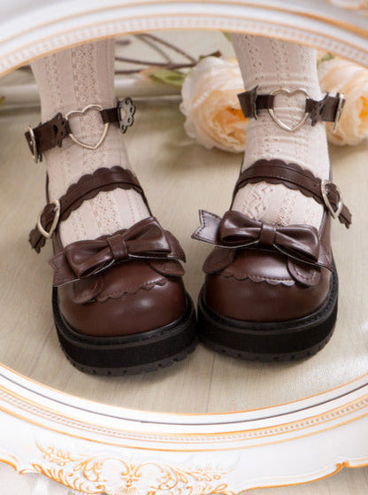 Lolita Low-heel Love Bear Claw Retro Shoes
