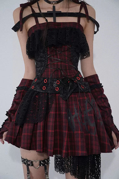 Magic Rhythm Plaid Asymmetrical Dress