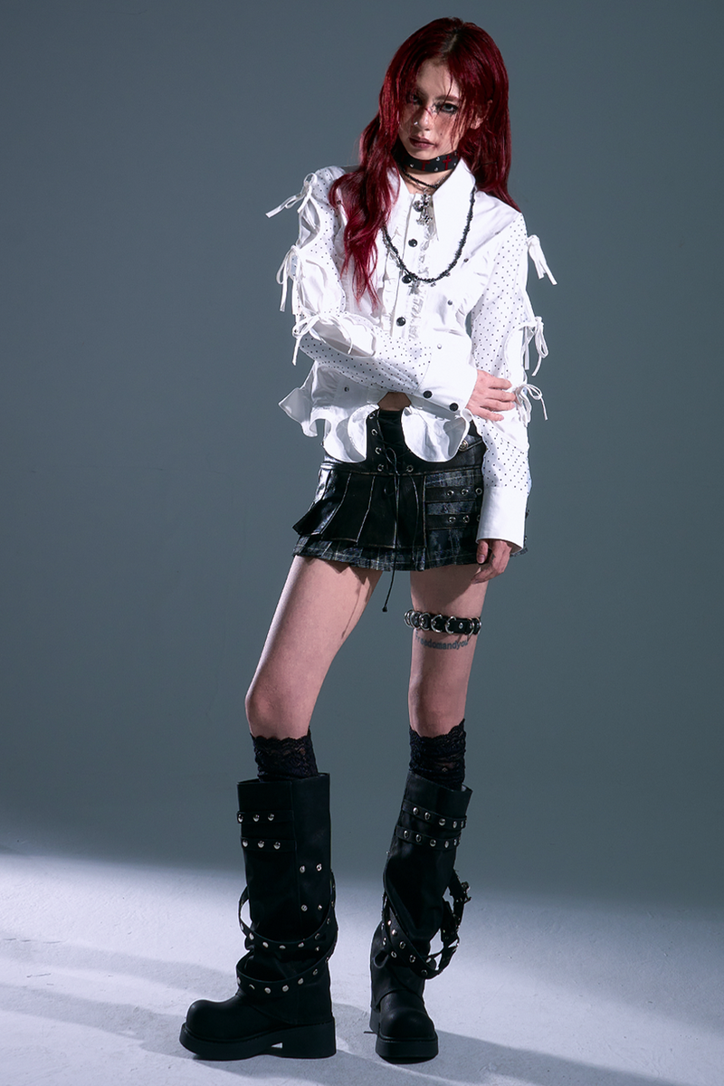 Retro Mode Dark Punk Dot Blouse