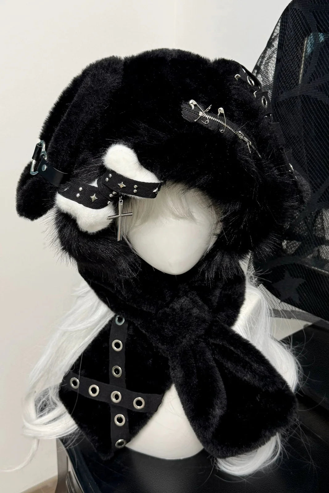 Dark Fur Bunny Ear Hat