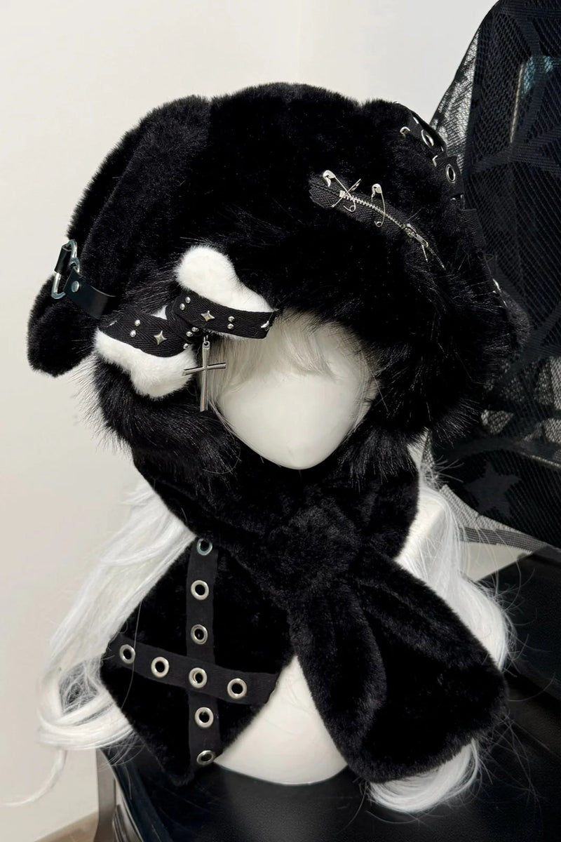 Dark Fur Bunny Ear Hat