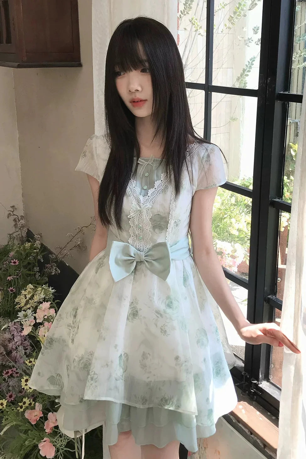 Tai Ming Green Jacquard Dress