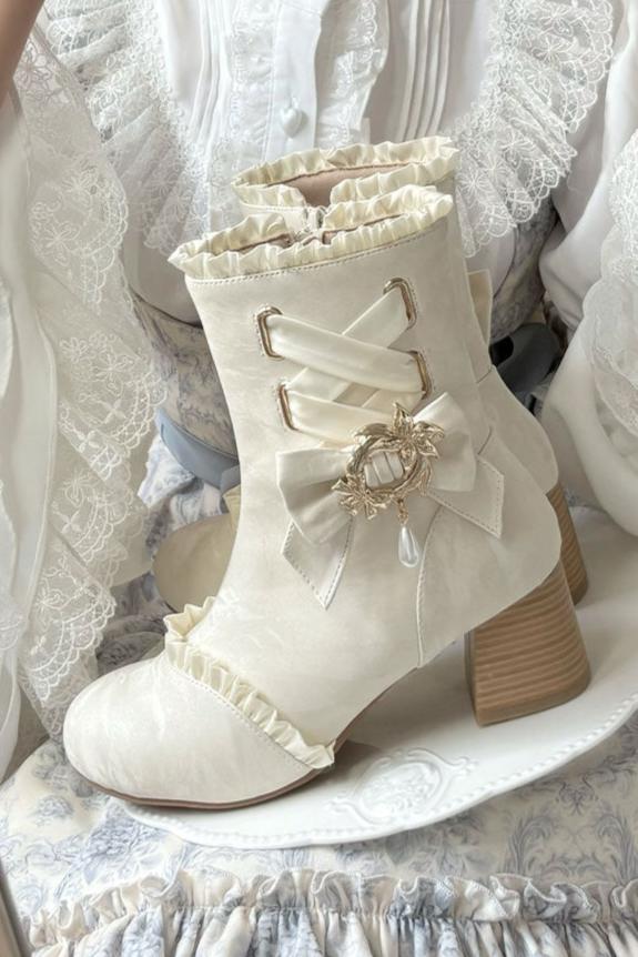 Lolita Classical Ribbon Short Boots