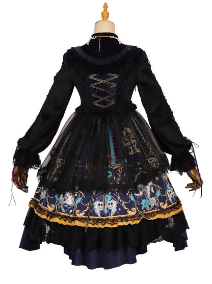 Black Retro Gothic Dark Lolita