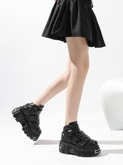 Cool Punk Retro Metal Velcro Strap Chunky Power Sole Sneakers