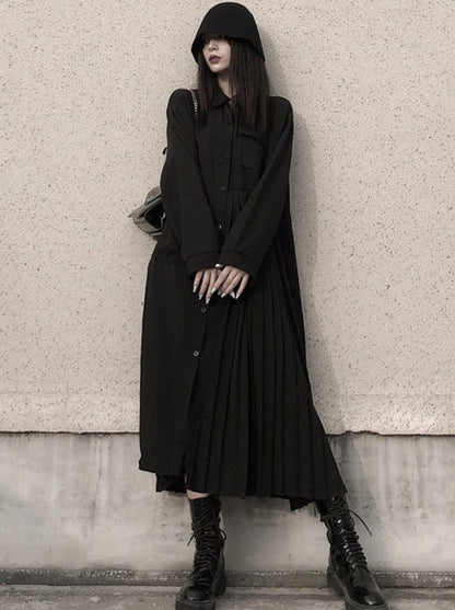 Dark Style Loose Shirt Dress