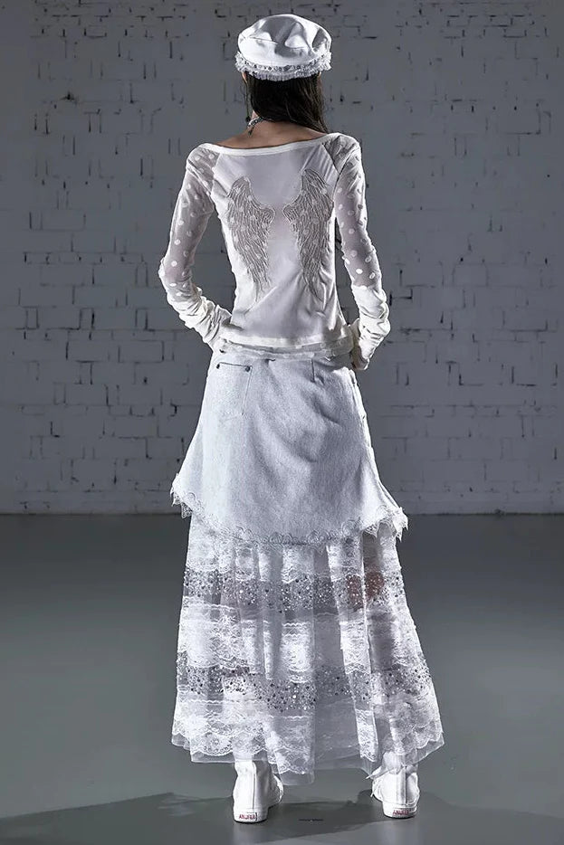 Baroque Flocked Sheer Top