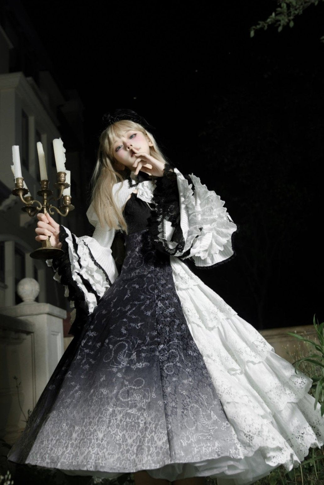 Dark Lolita Long Sleeve Sundress Set