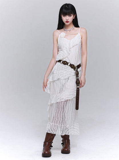 Girl Lace Suspender Dress + Flower Accessories