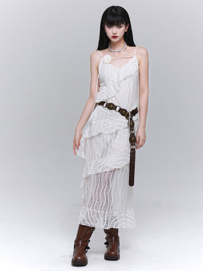 Girl Lace Suspender Dress + Flower Accessories