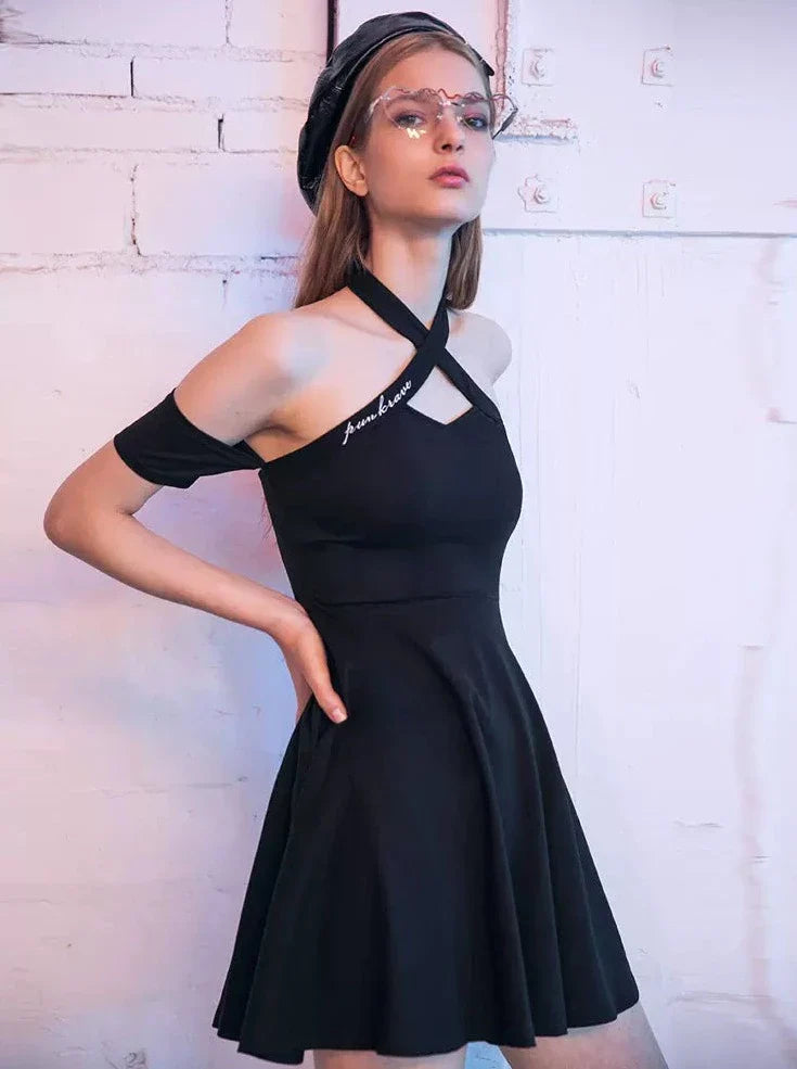 Little Black Neck Off Shoulder Skirt