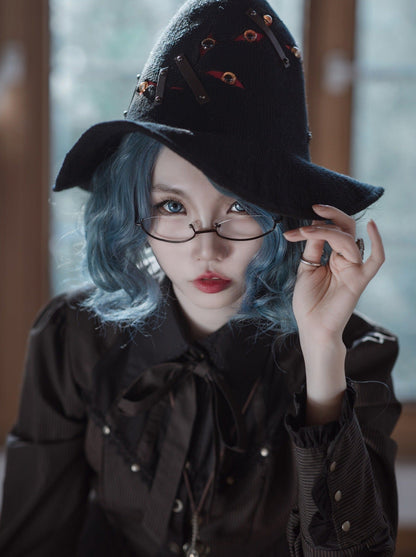 Steam Continental Ruffle Black Coffee Pinstripe Shirt Dress