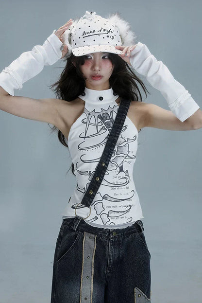 Y2k Sleeveless High Neck Top