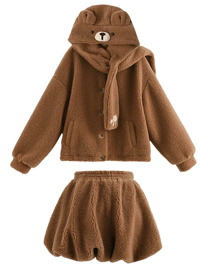 Bear Hooded Fleece Jacket + Pants