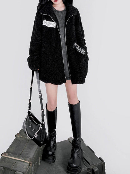 Retro Punk Metal Ring Chain Oil Wax Leather Bag